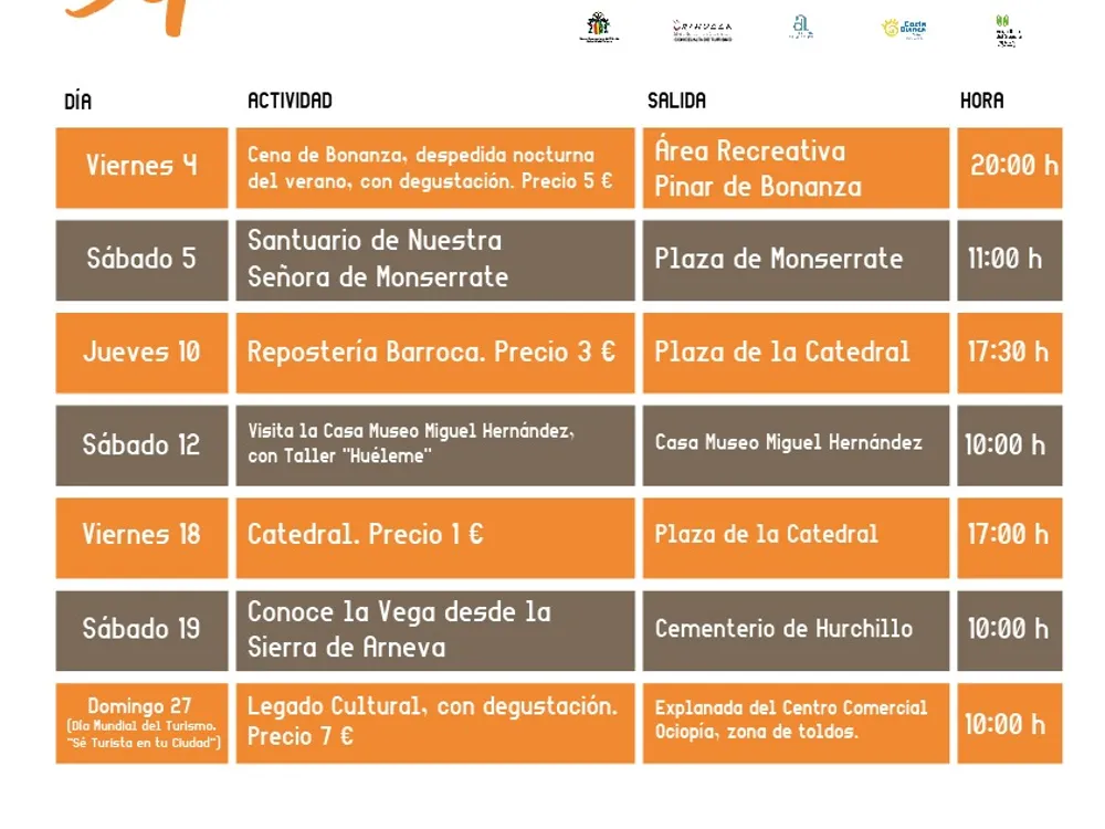 Rutas turísticas septiembre 2026
